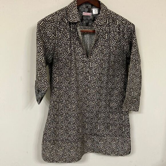 Tizzie Animal Print Top Shacket Sz M - Picture 1 of 10